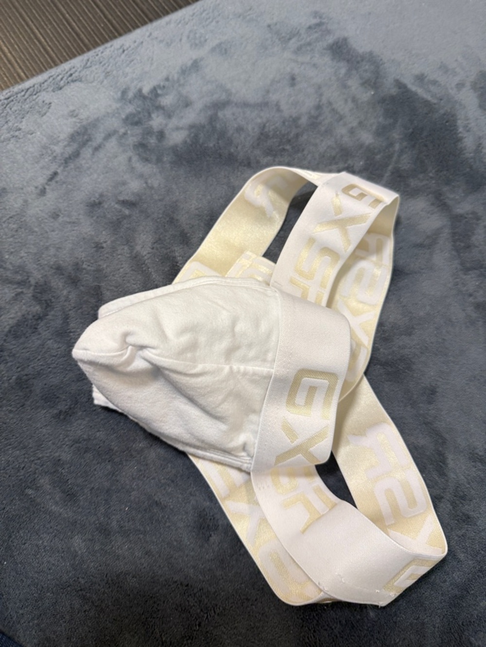 White Jockstrap with Branded Elastic Crossing Waistband